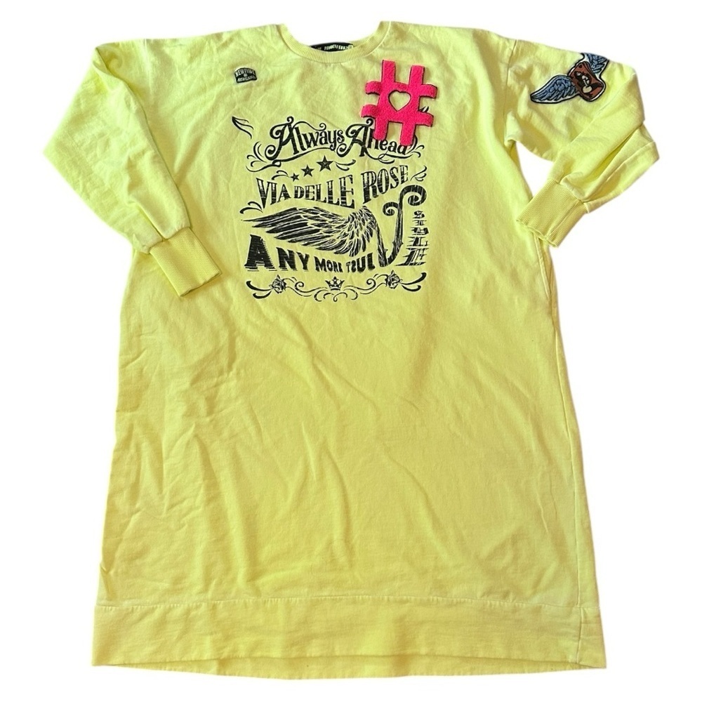 #Vdr Viadellerose Streetwear Lime Green Dress With Patch Graphic, One Size